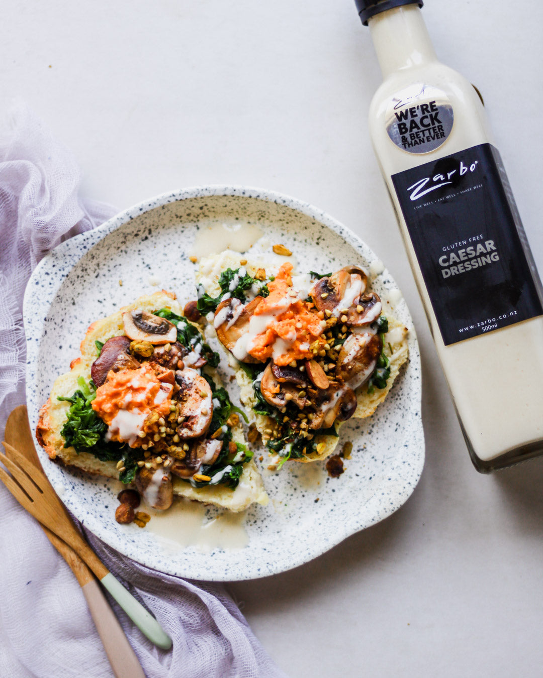 SPINACH & MUSHROOM SCONES WITH CURRIED KUMARA CAESAR MASH