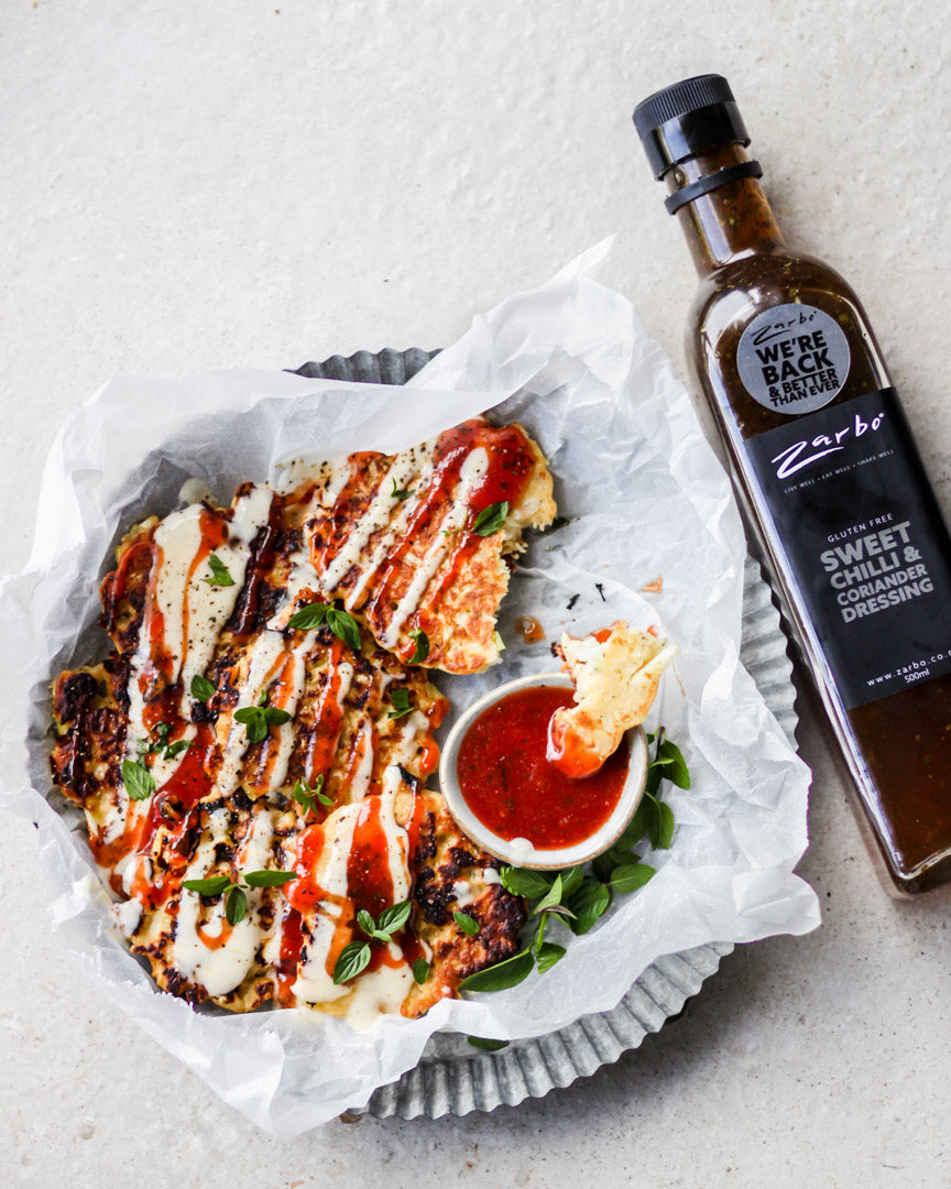 Sweet Chilli & Coriander Okonomiyaki with Tomato Sweet Chilli Dipping Sauce